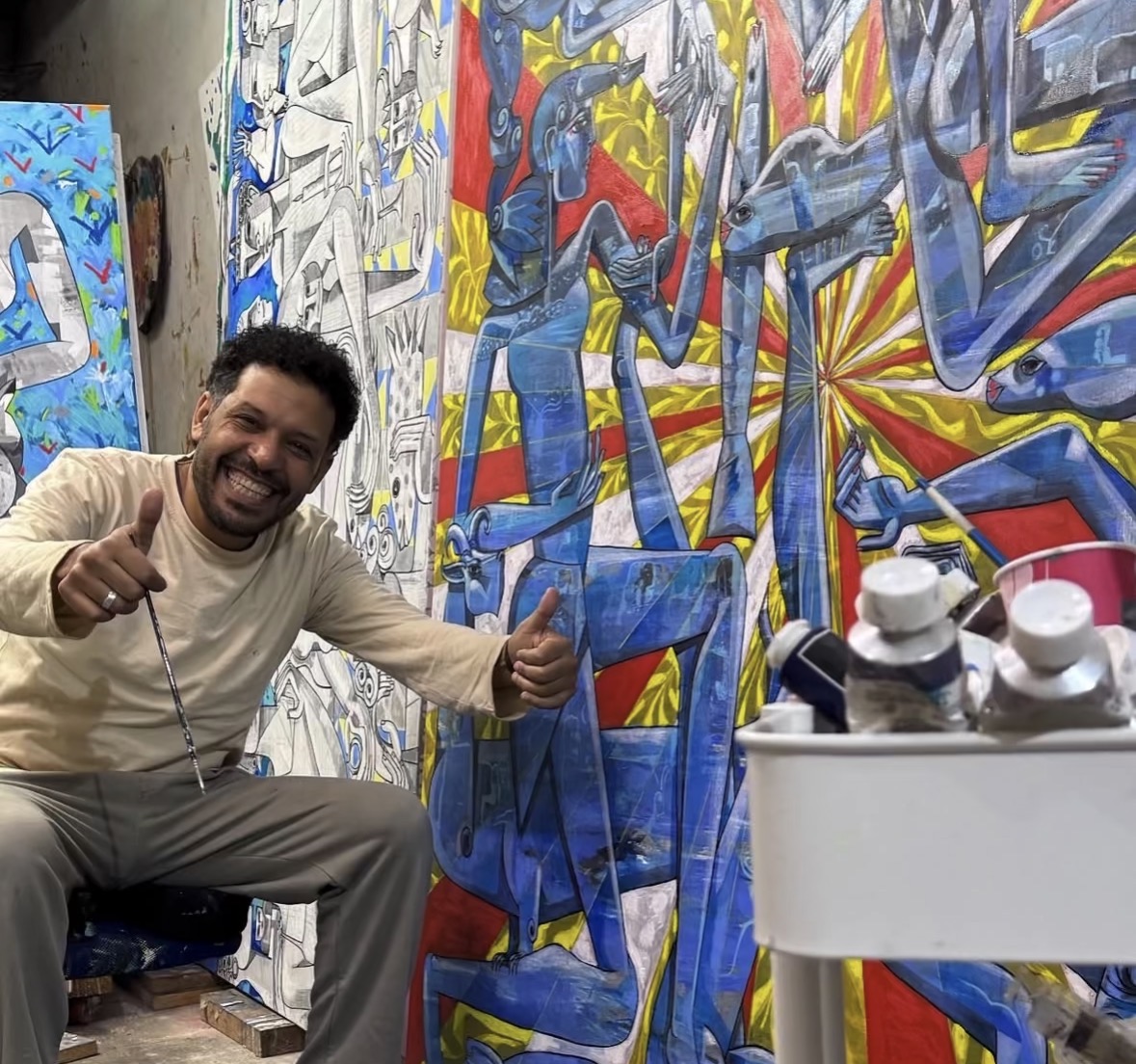 Mohamed Sabry Bastawy in the studio, Alexandria