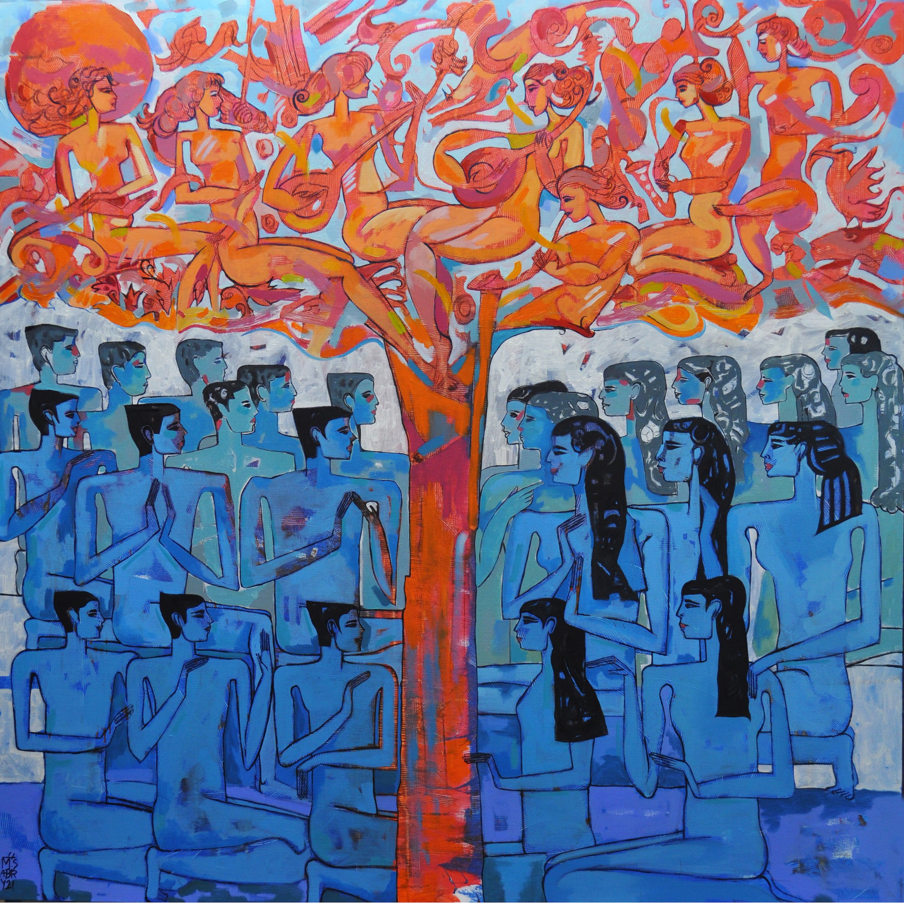 Tree of Love — Oil on Canvas, 150 × 150 cm, 2021